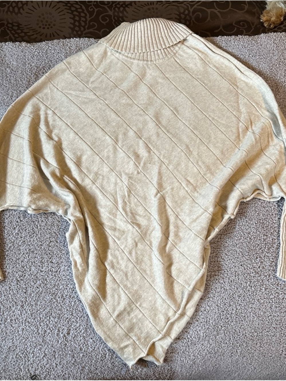 Aventura Cream Turtleneck Ribbed Knit Sweater